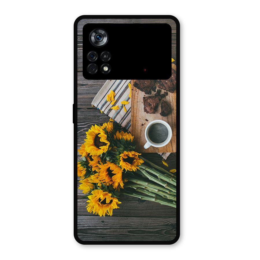 Coffee and Flowers Metal Back Case for Poco X4 Pro 5G