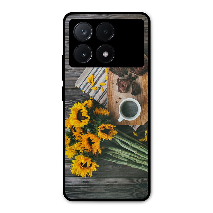 Coffee and Flowers Metal Back Case for Poco X6 Pro