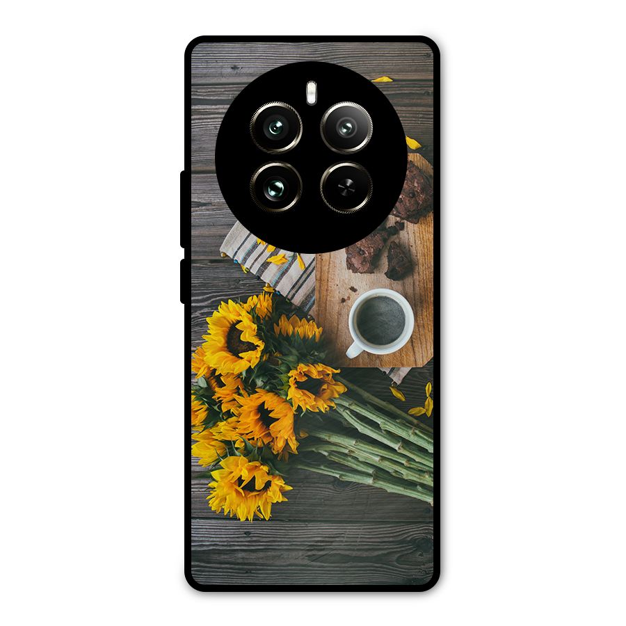 Coffee and Flowers Metal Back Case for Realme 12 Pro