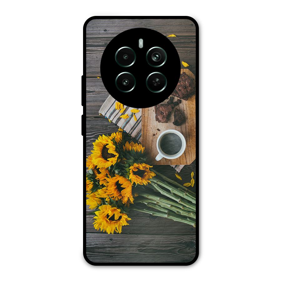 Coffee and Flowers Metal Back Case for Realme 12 Pro Plus