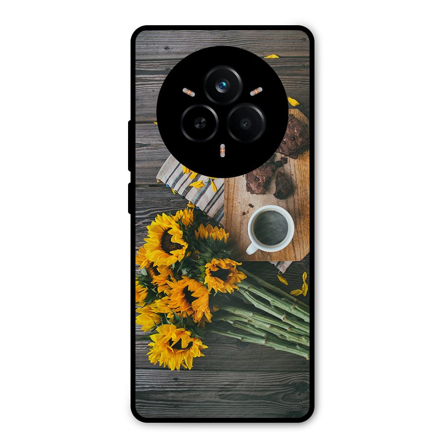 Coffee and Flowers Metal Back Case for Realme 14 Pro Plus