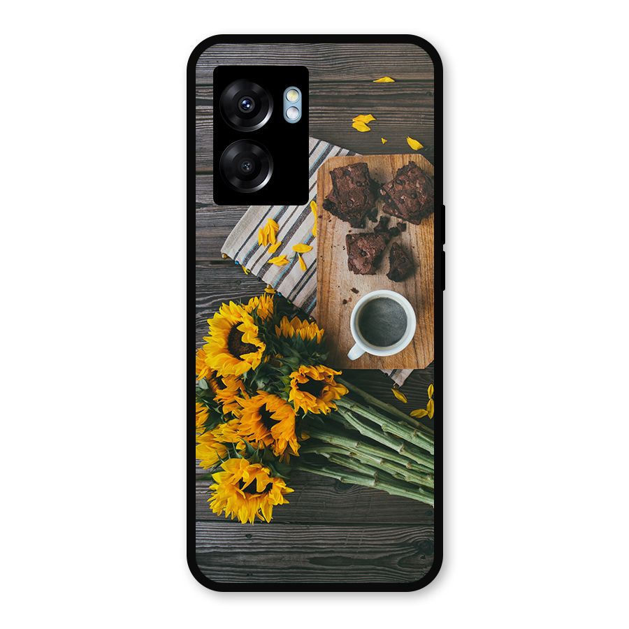 Coffee and Flowers Metal Back Case for Realme Narzo 50 5G