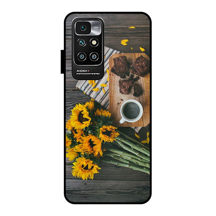 Coffee and Flowers Metal Back Case for Redmi 10 Prime