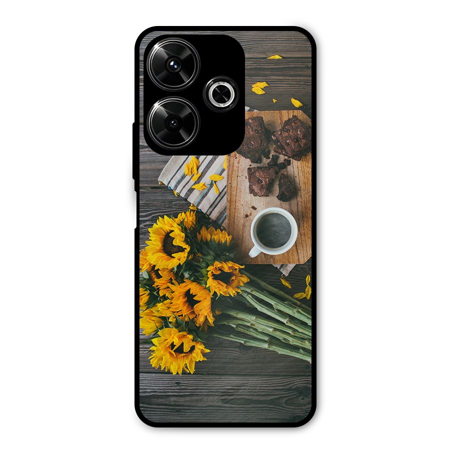 Coffee and Flowers Metal Back Case for Redmi 13 5G