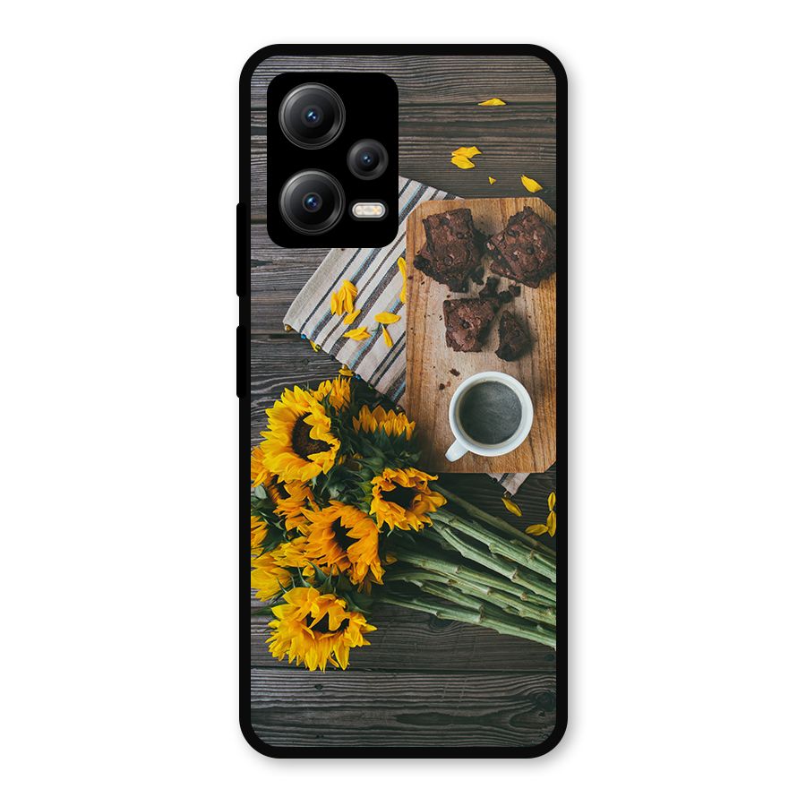 Coffee and Flowers Metal Back Case for Redmi Note 12 5G