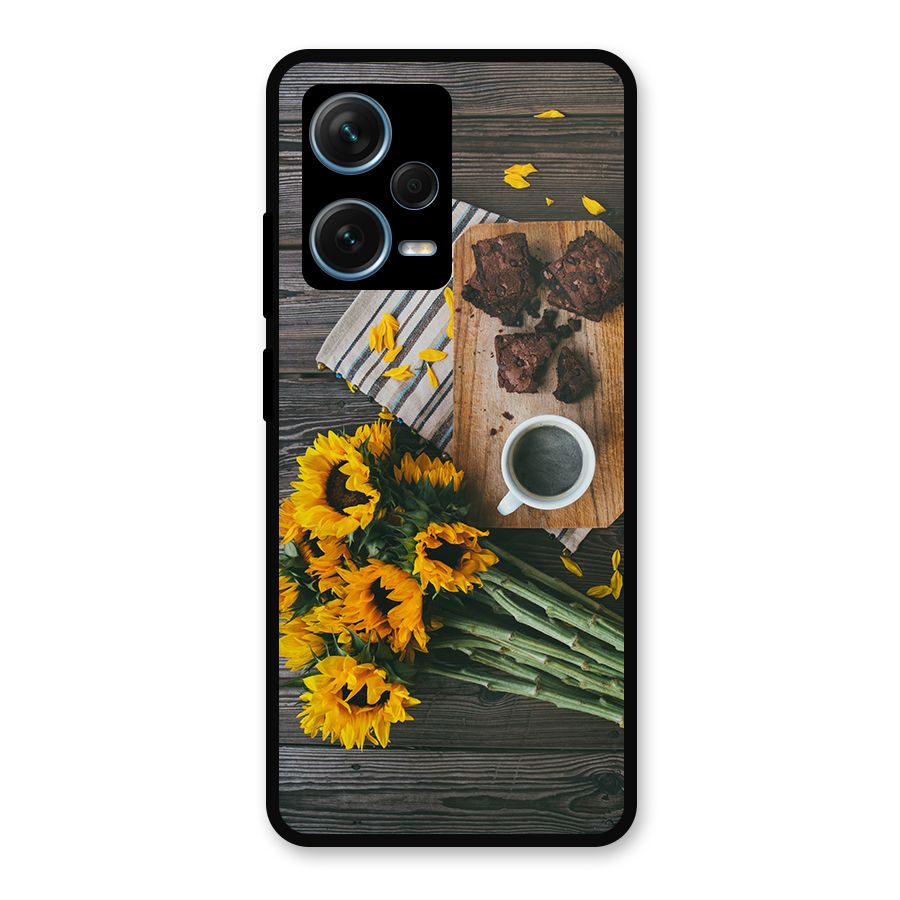 Coffee and Flowers Metal Back Case for Redmi Note 12 Pro Plus 5G