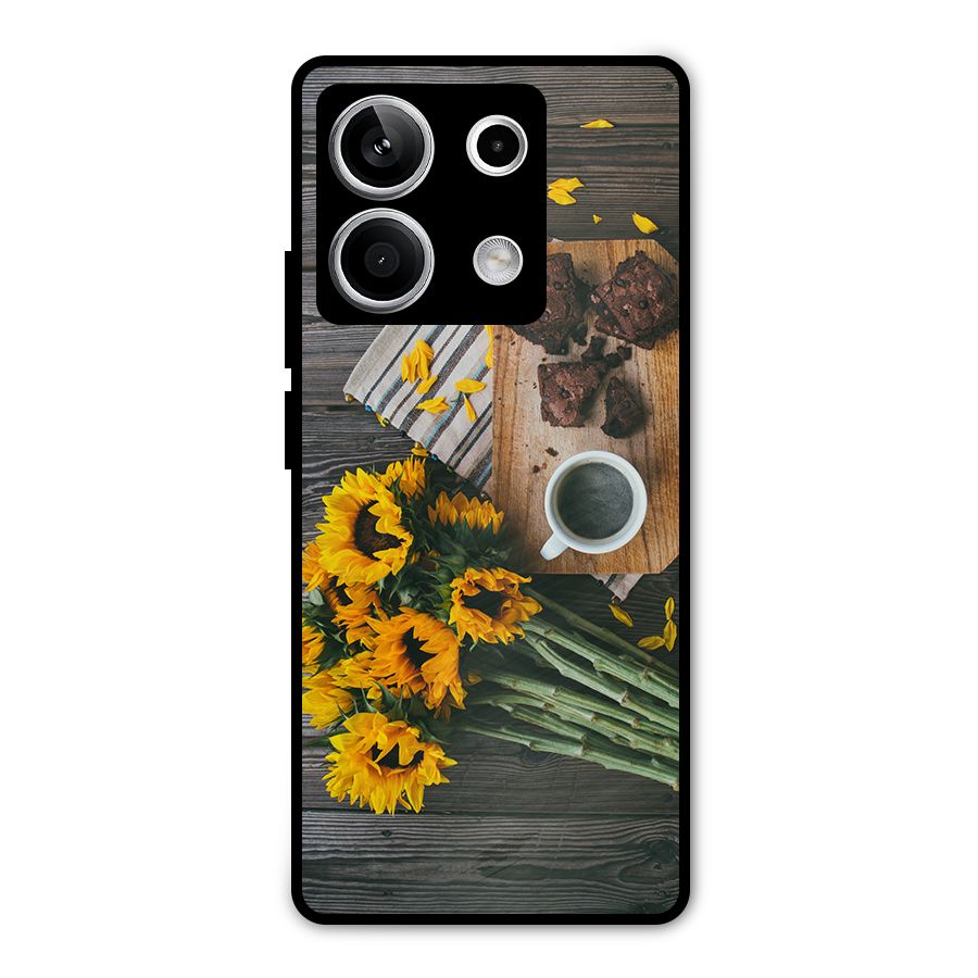 Coffee and Flowers Metal Back Case for Redmi Note 13 5G