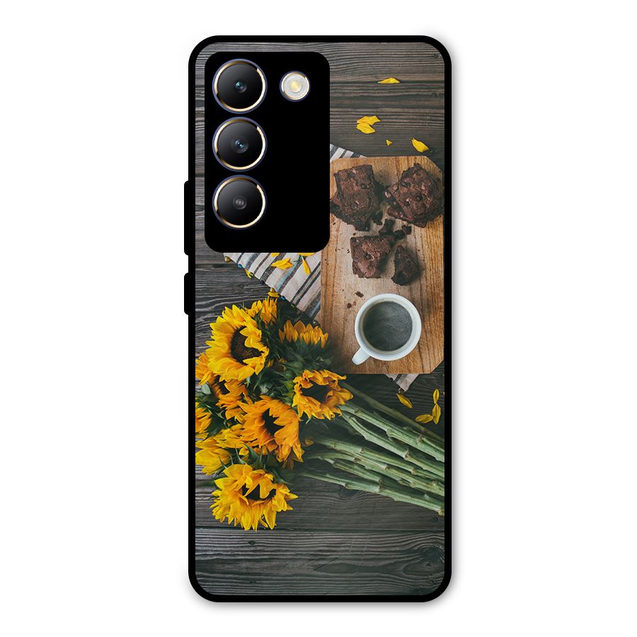 Coffee and Flowers Metal Back Case for Vivo T3 5G