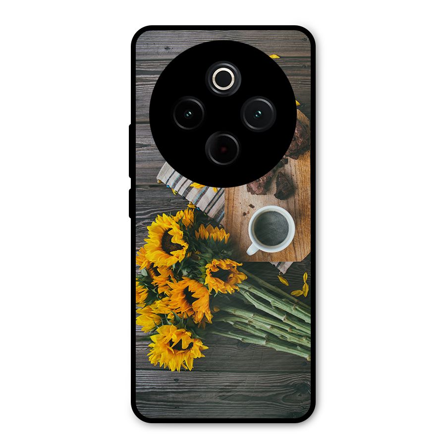 Coffee and Flowers Metal Back Case for Vivo T4