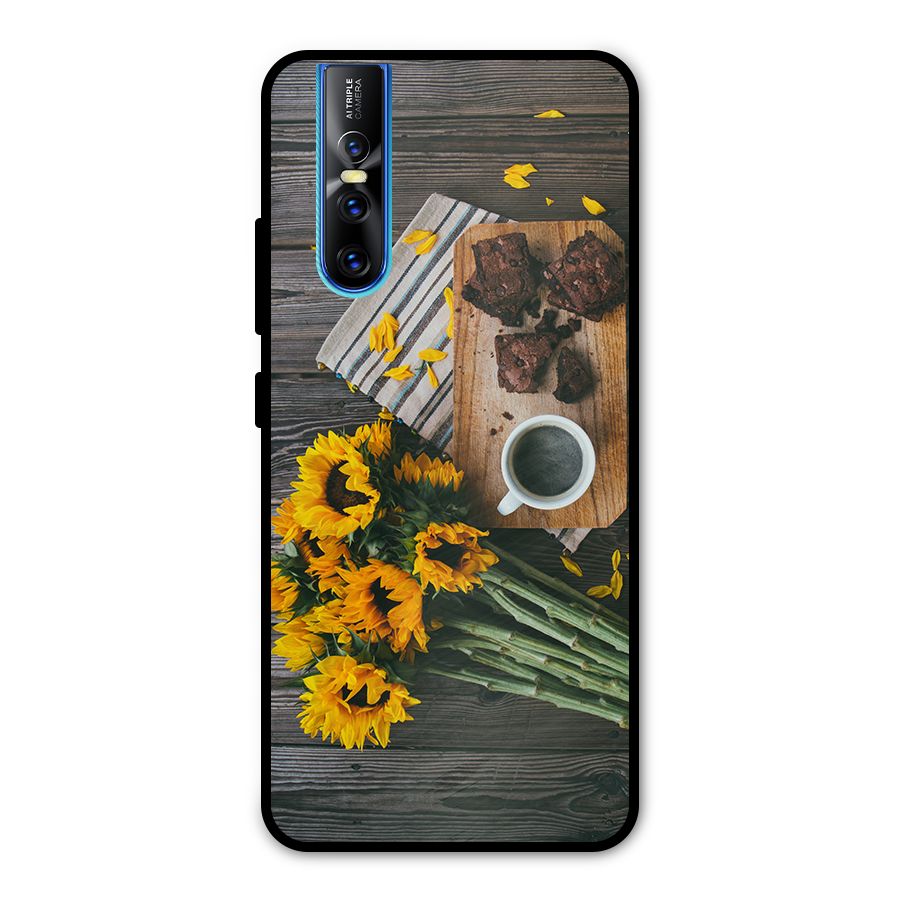 Coffee and Flowers Metal Back Case for Vivo V15 Pro