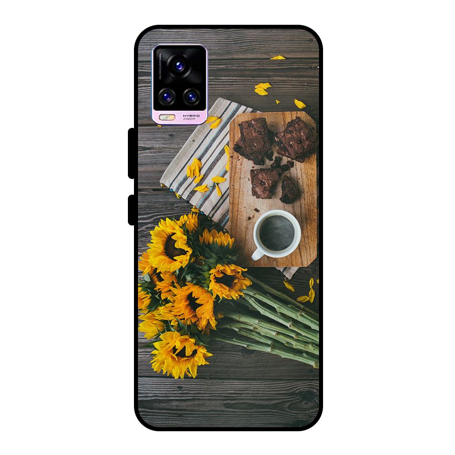Coffee and Flowers Metal Back Case for Vivo V20 Pro