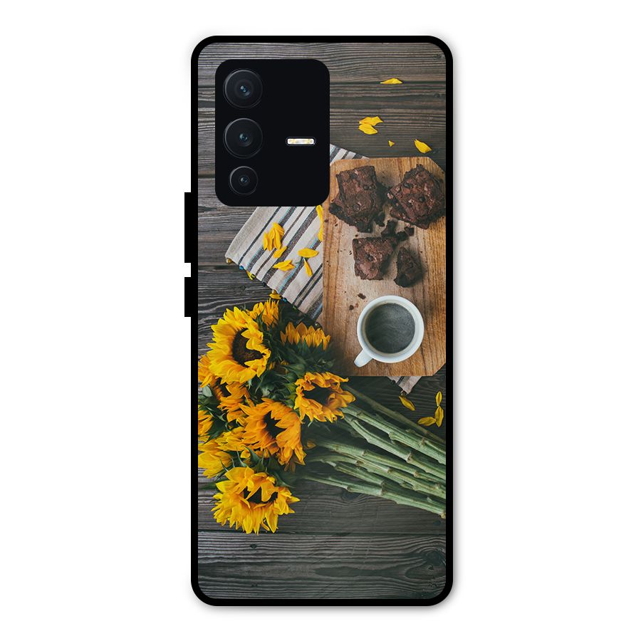 Coffee and Flowers Metal Back Case for Vivo V23 Pro