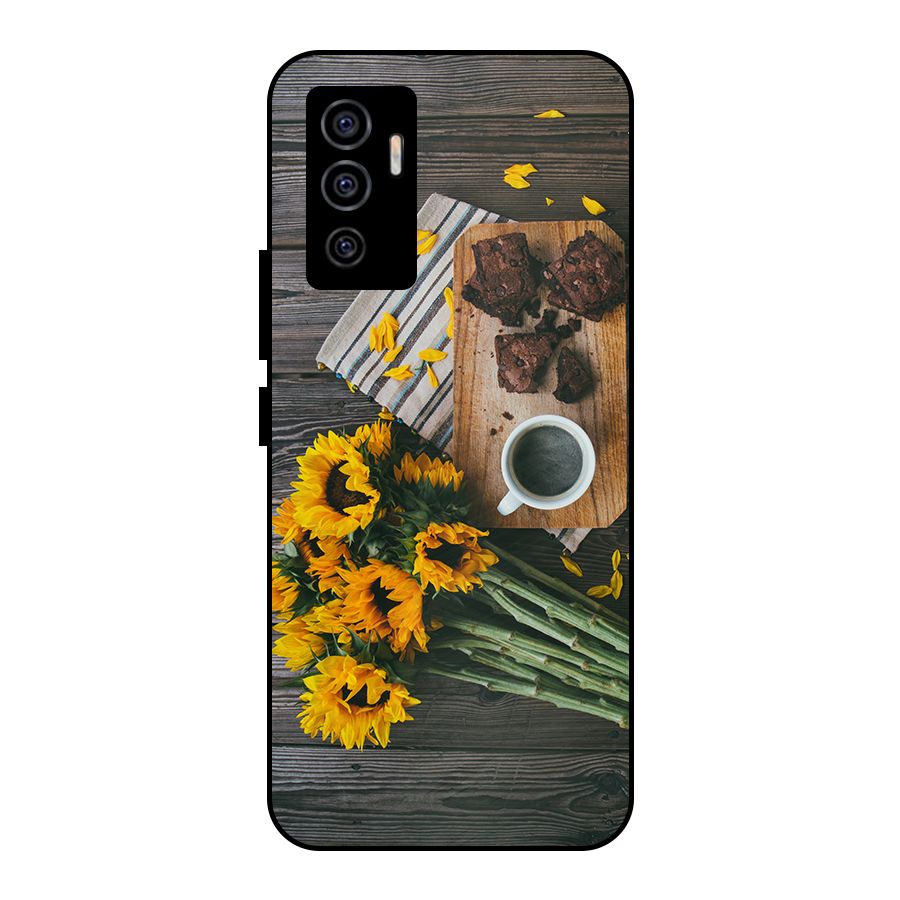 Coffee and Flowers Metal Back Case for Vivo V23e
