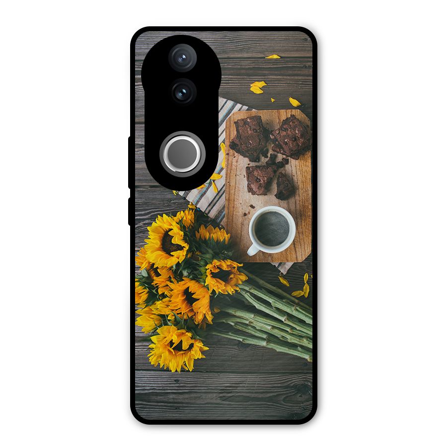 Coffee and Flowers Metal Back Case for Vivo V50e
