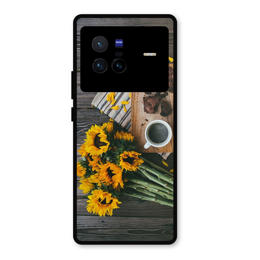 Coffee and Flowers Metal Back Case for Vivo X80