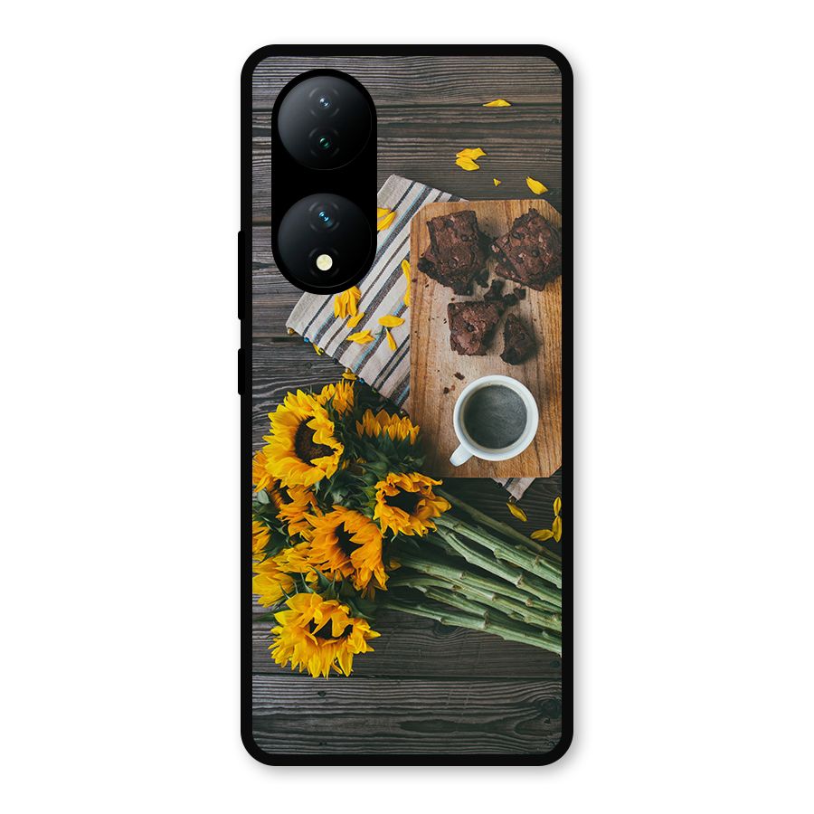 Coffee and Flowers Metal Back Case for Vivo Y100