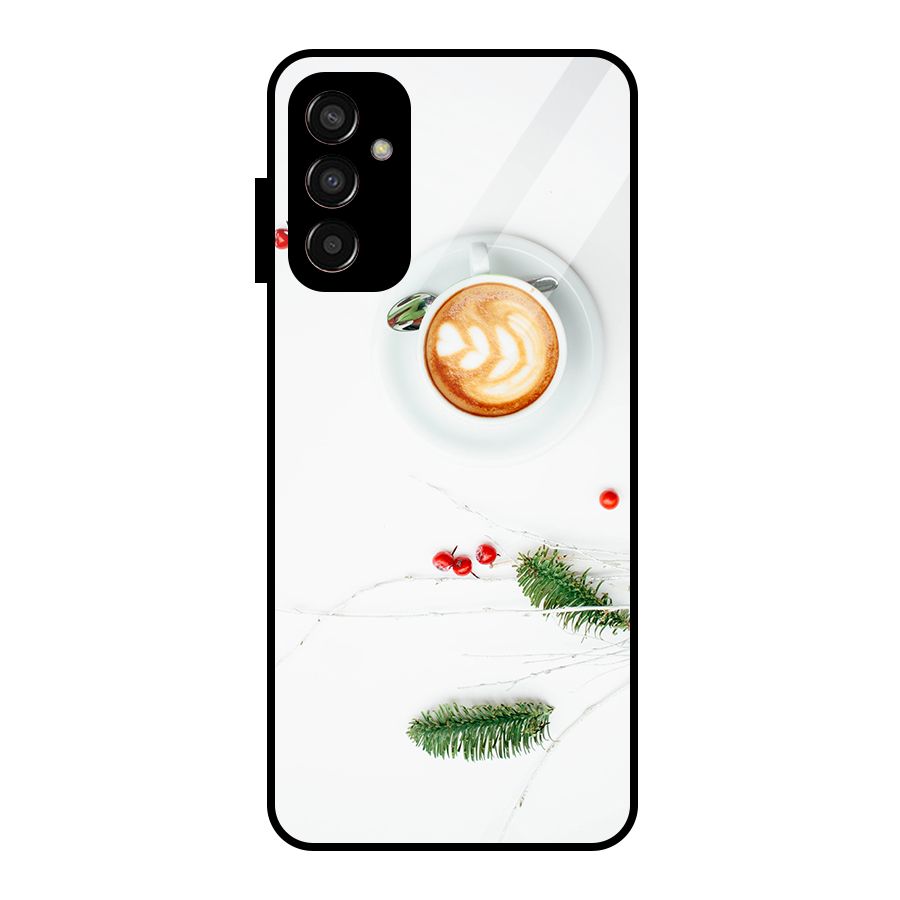 Coffee and Leafs Glass Back Case for Galaxy F13