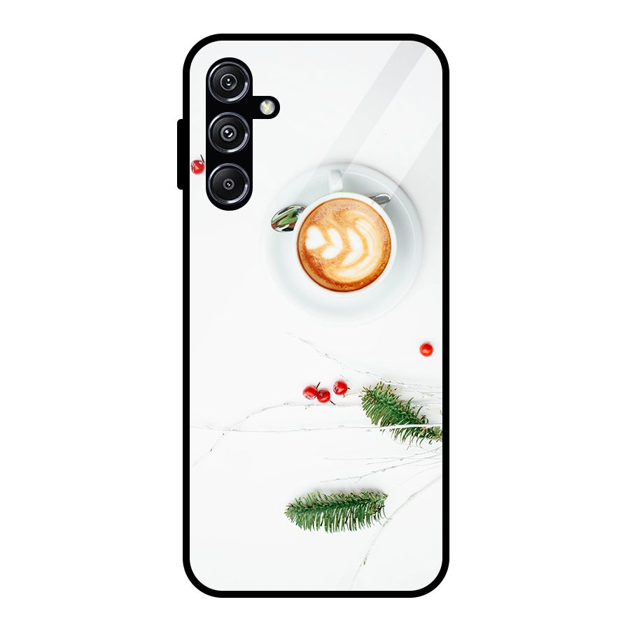 Coffee and Leafs Glass Back Case for Galaxy M34 5G