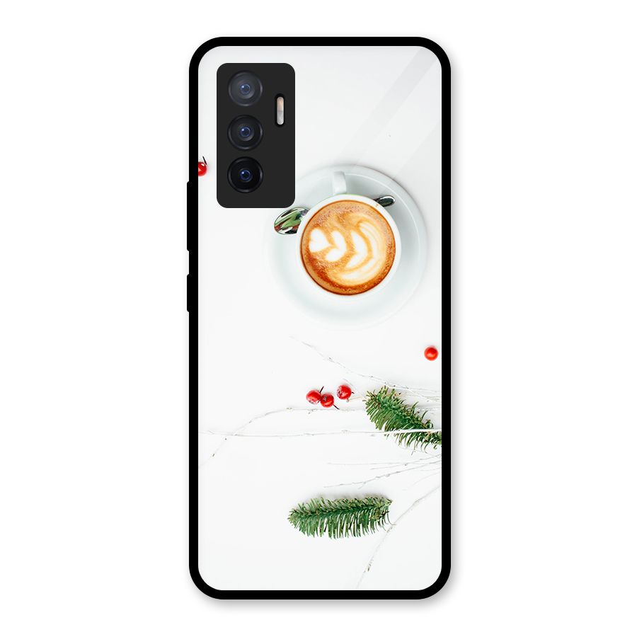 Coffee and Leafs Glass Back Case for Vivo V23e