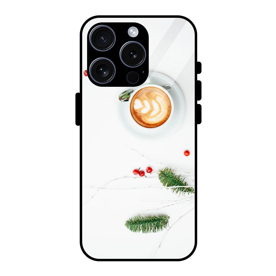 Coffee and Leafs Glass Back Case for iPhone 15 Pro