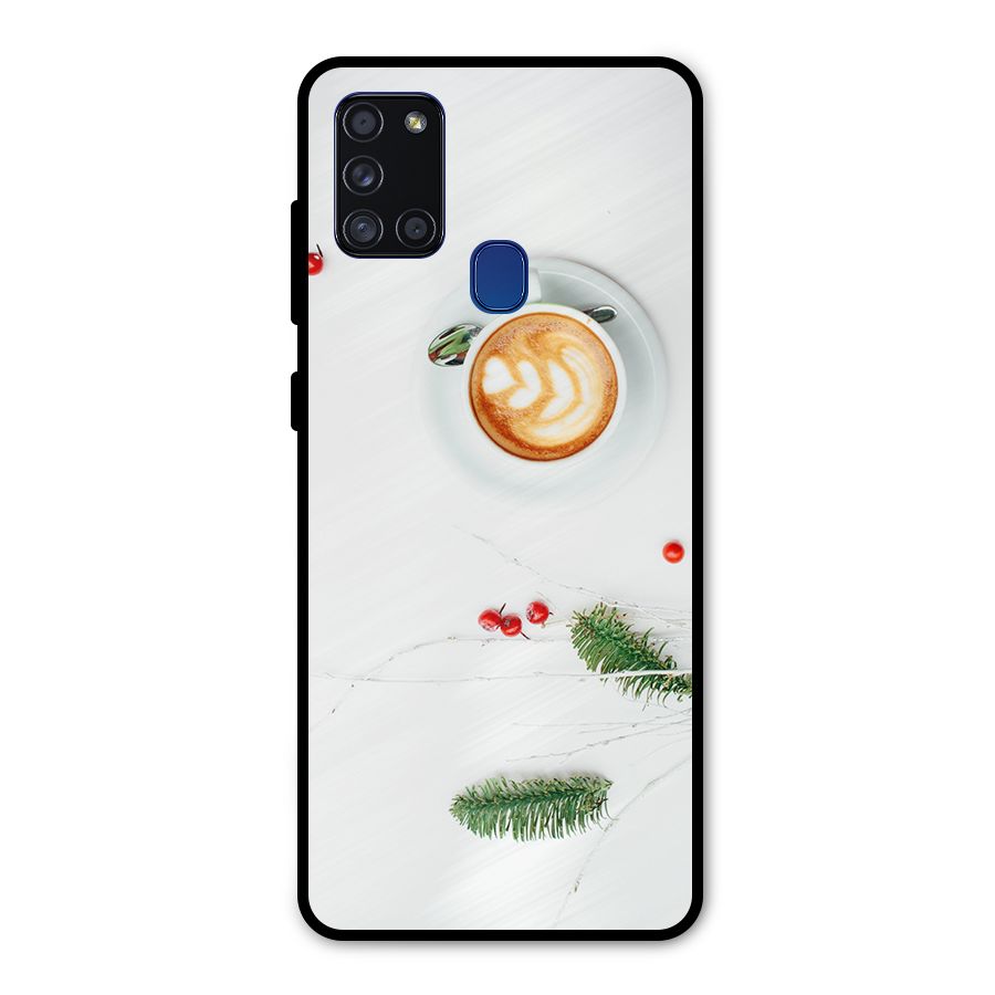 Coffee and Leafs Metal Back Case for Galaxy A21s