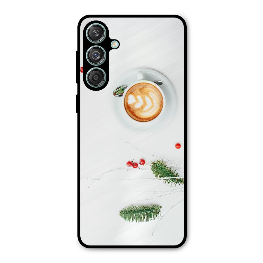 Coffee and Leafs Metal Back Case for Galaxy M55 5G