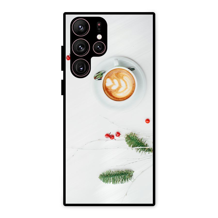 Coffee and Leafs Metal Back Case for Galaxy S22 Ultra 5G