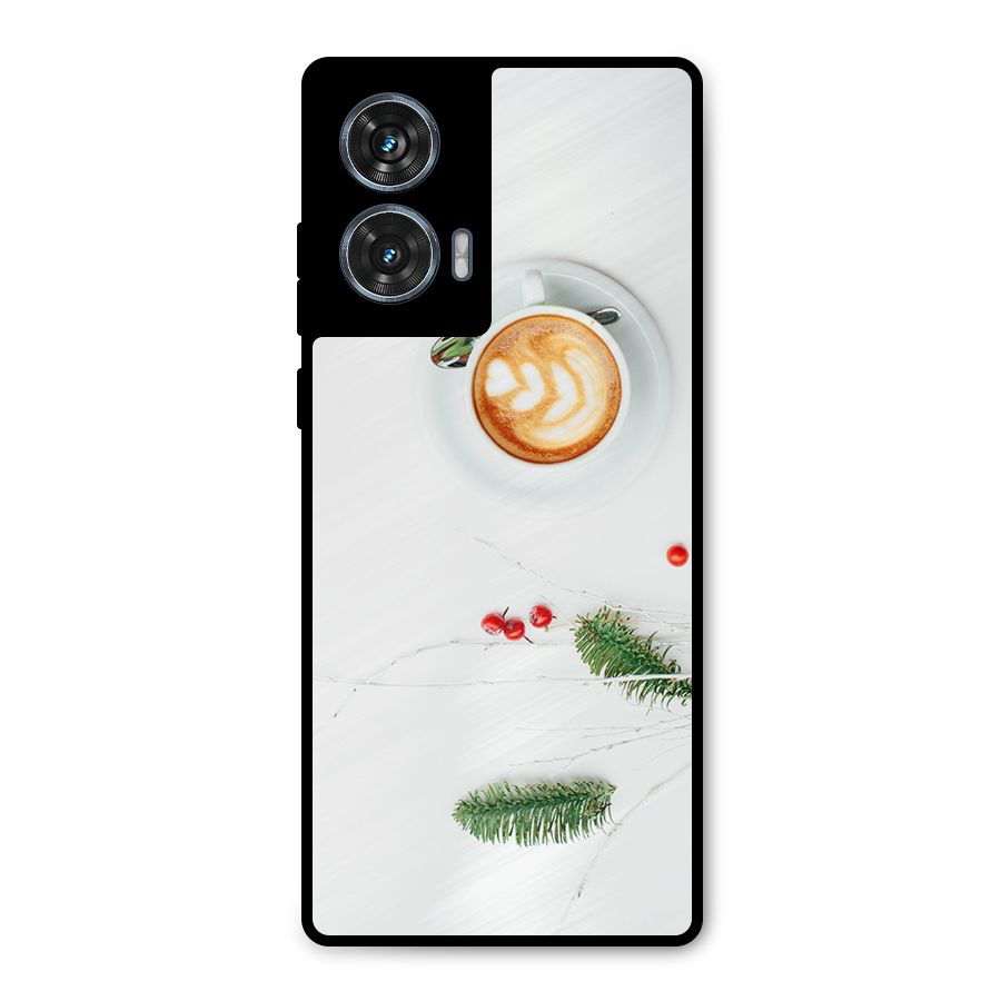 Coffee and Leafs Metal Back Case for Motorola Edge 50 Fusion