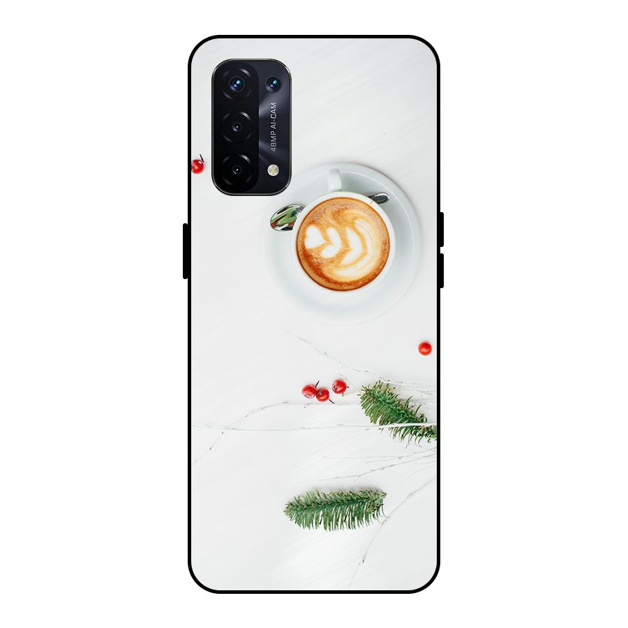 Coffee and Leafs Metal Back Case for Oppo A74 5G