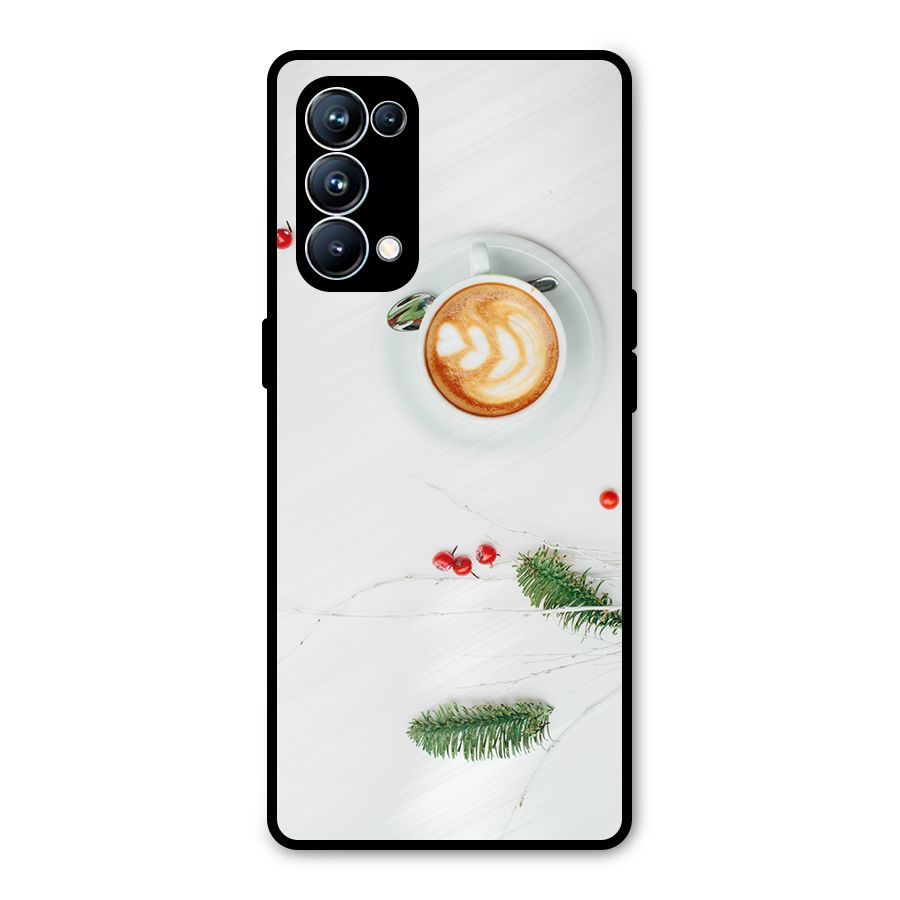 Coffee and Leafs Metal Back Case for Oppo Reno5 Pro 5G