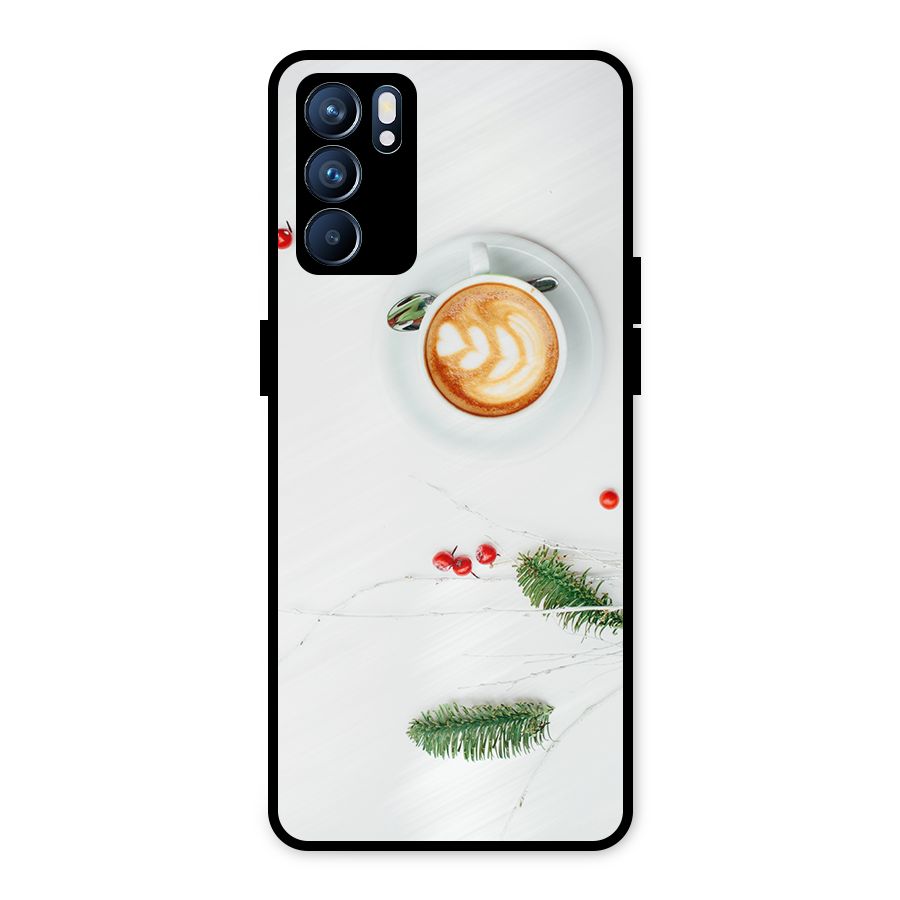 Coffee and Leafs Metal Back Case for Oppo Reno6 5G