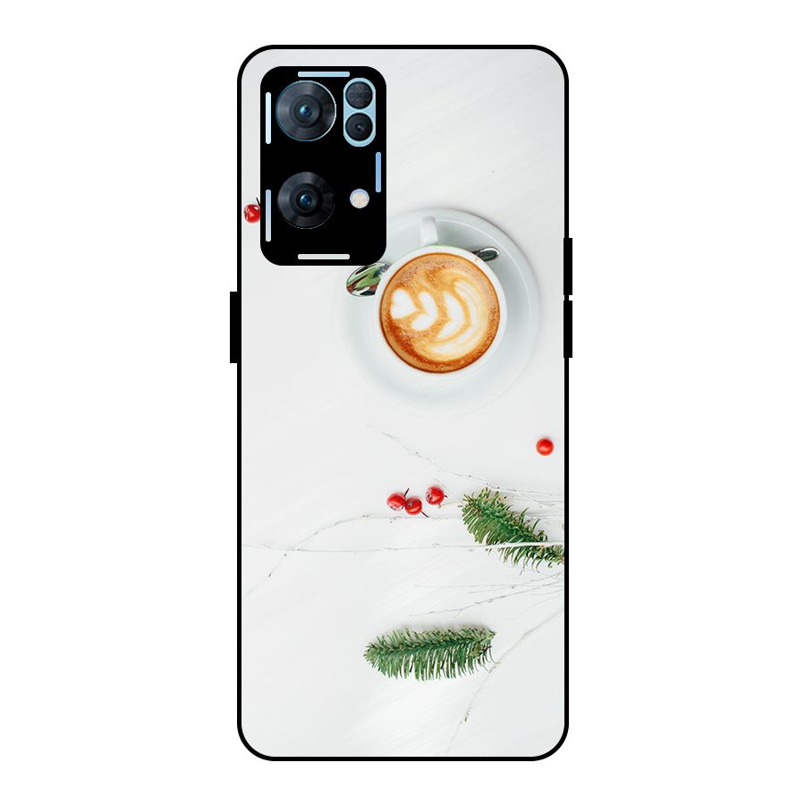Coffee and Leafs Metal Back Case for Oppo Reno7 Pro 5G