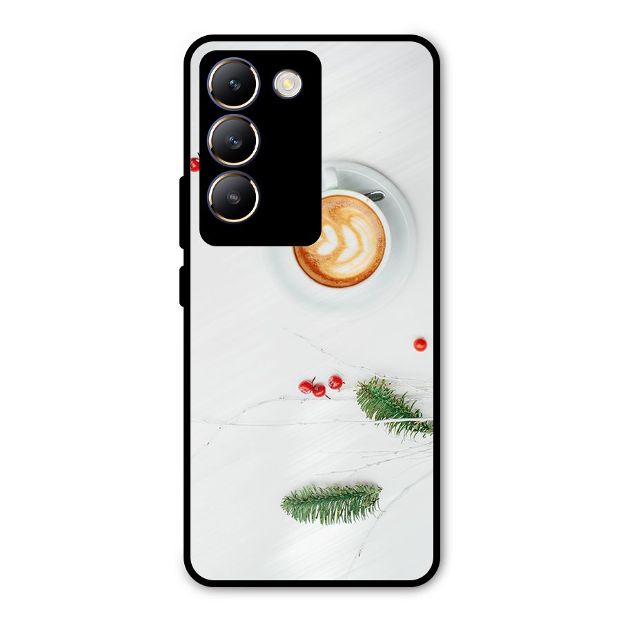 Coffee and Leafs Metal Back Case for Vivo T3 5G
