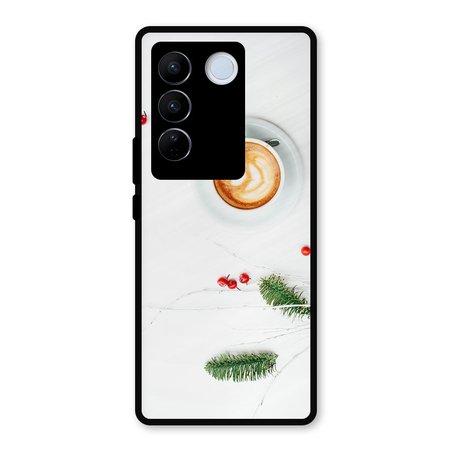 Coffee and Leafs Metal Back Case for Vivo V27