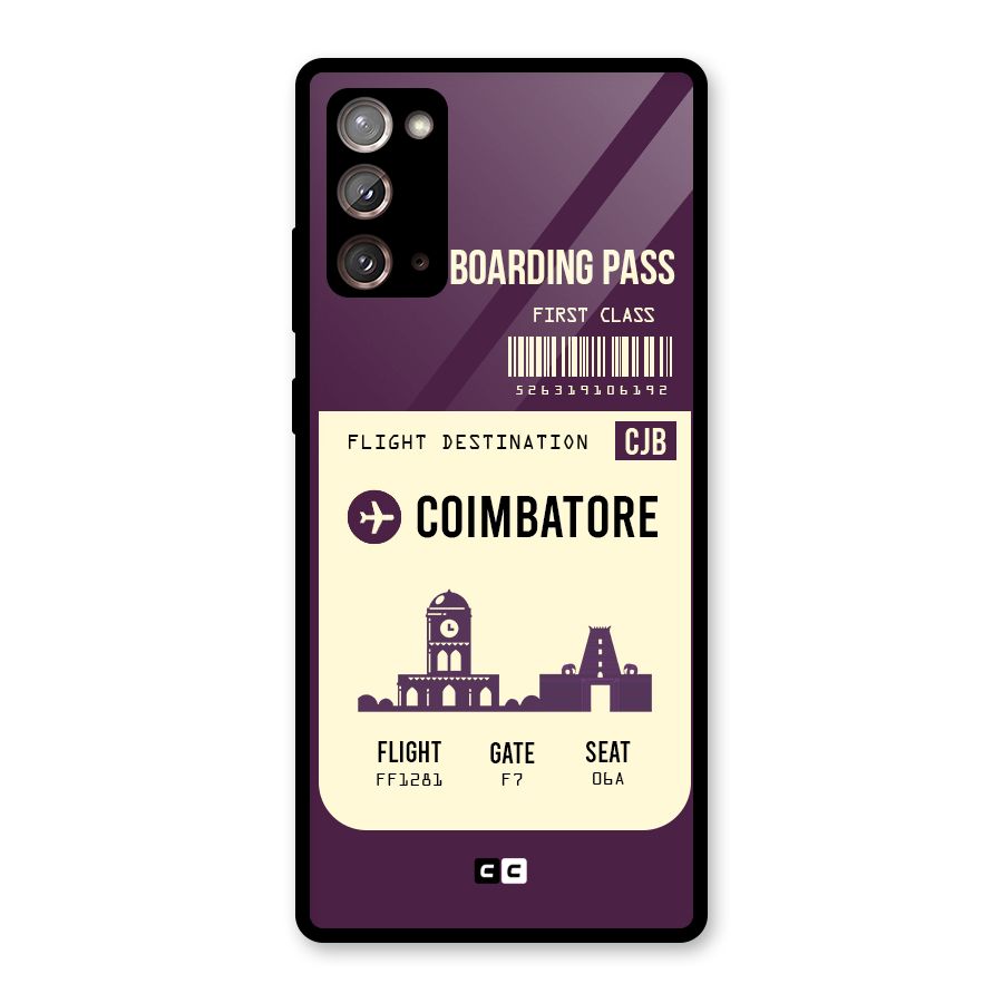 Coimbatore Boarding Pass Glass Back Case for Galaxy Note 20