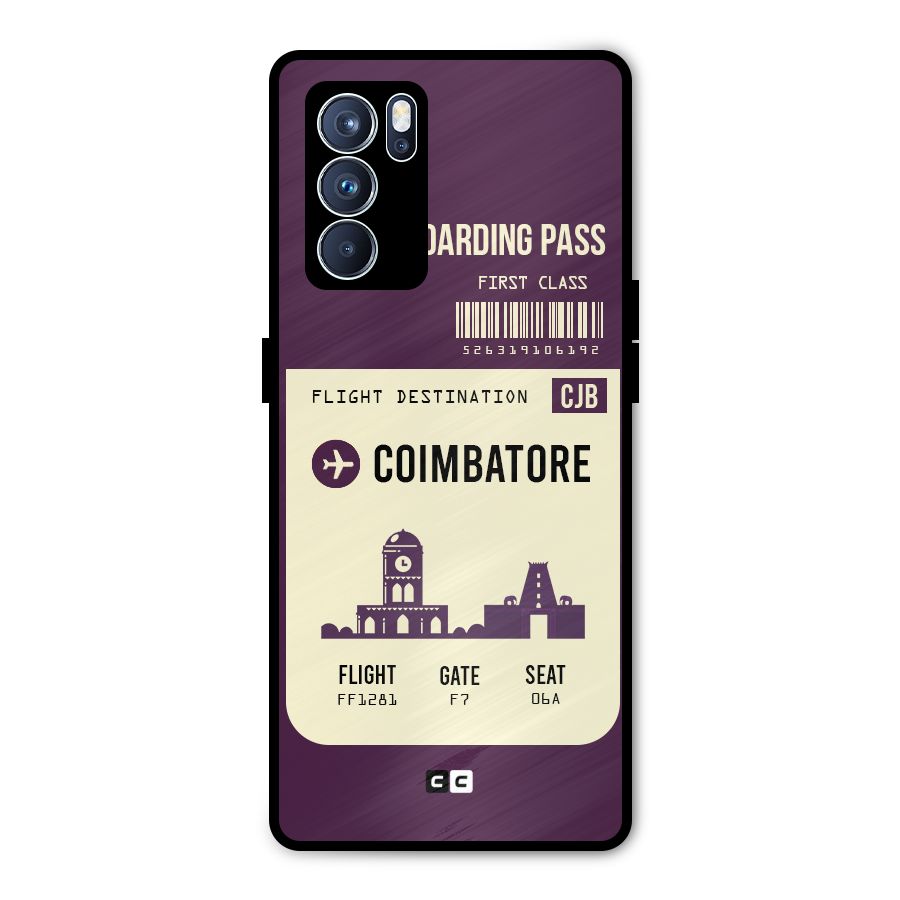 Coimbatore Boarding Pass Metal Back Case for Oppo Reno6 Pro 5G