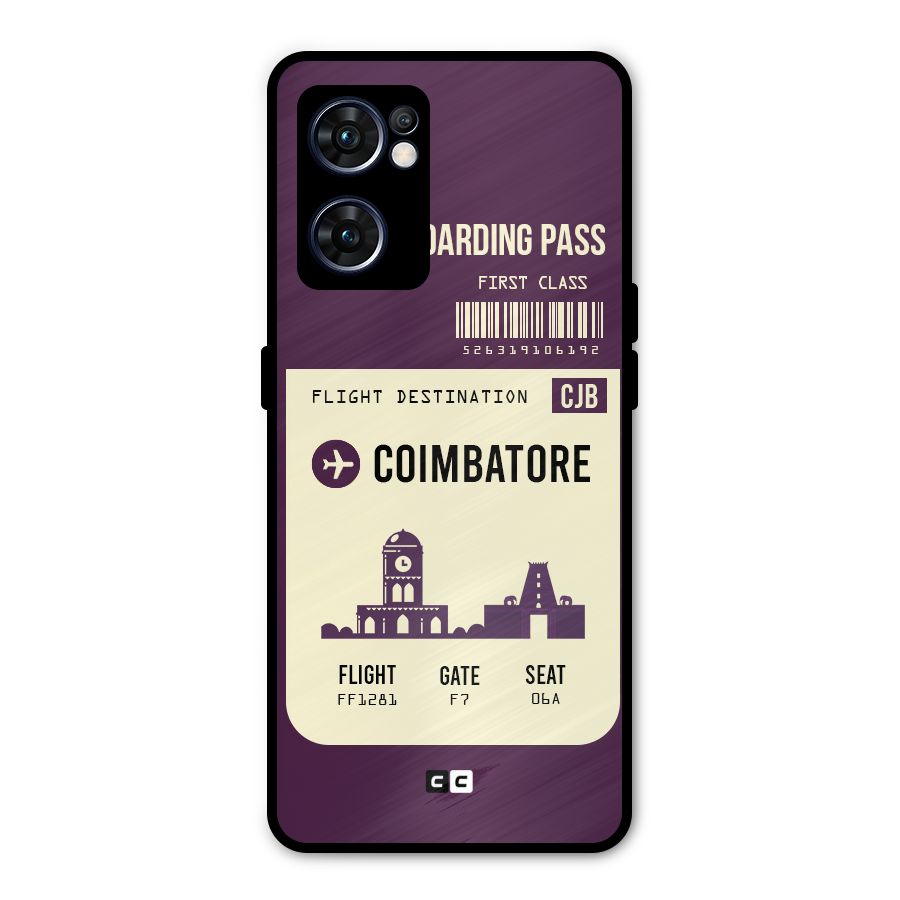 Coimbatore Boarding Pass Metal Back Case for Oppo Reno7 5G