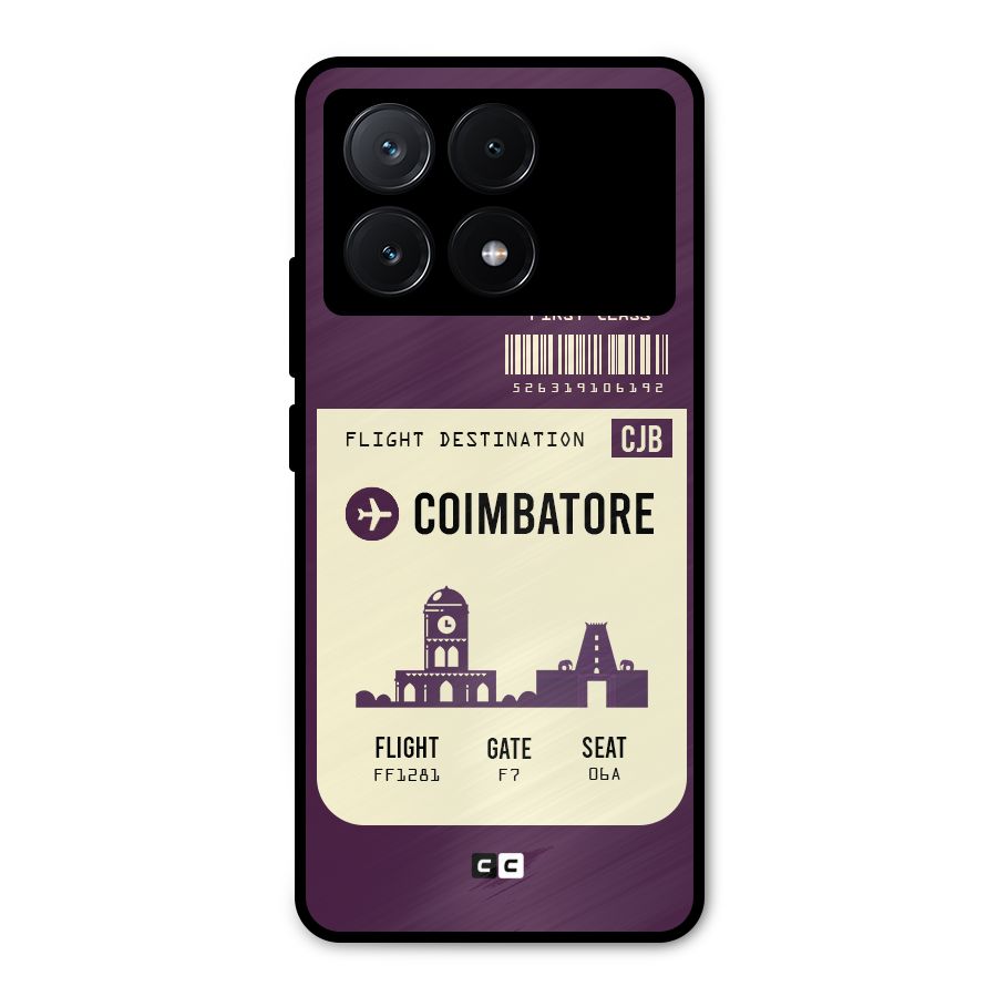 Coimbatore Boarding Pass Metal Back Case for Poco X6 Pro