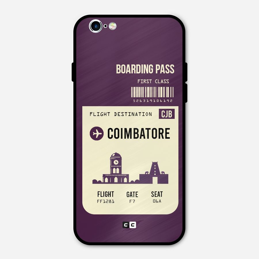 Coimbatore Boarding Pass Metal Back Case for iPhone 6 6s