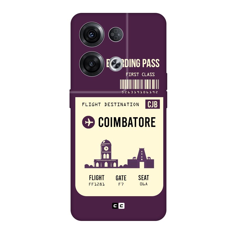 Coimbatore Boarding Pass Original Polycarbonate Back Case for Oppo Reno8 Pro 5G