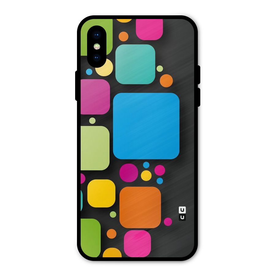 Color Boxes Abstract Metal Back Case for iPhone XS