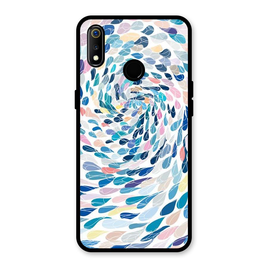 Color Droplets Swirls Glass Back Case for Realme 3i