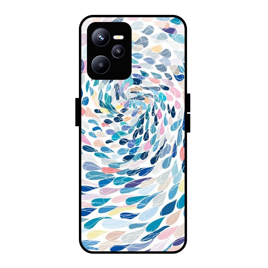 Color Droplets Swirls Glass Back Case for Realme C35