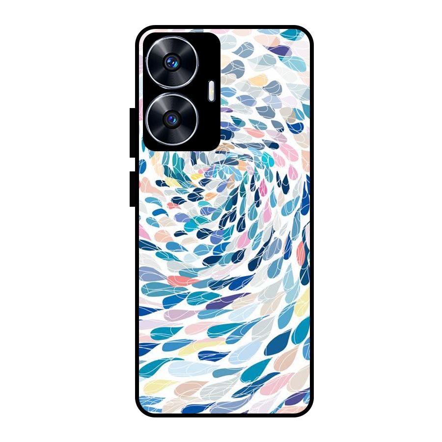 Color Droplets Swirls Glass Back Case for Realme Narzo N55