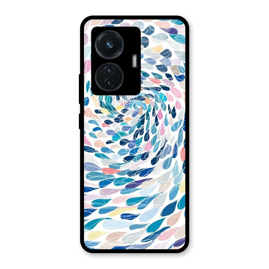 Color Droplets Swirls Glass Back Case for Vivo T1 44W