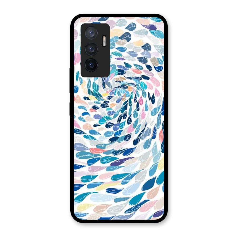 Color Droplets Swirls Glass Back Case for Vivo V23e