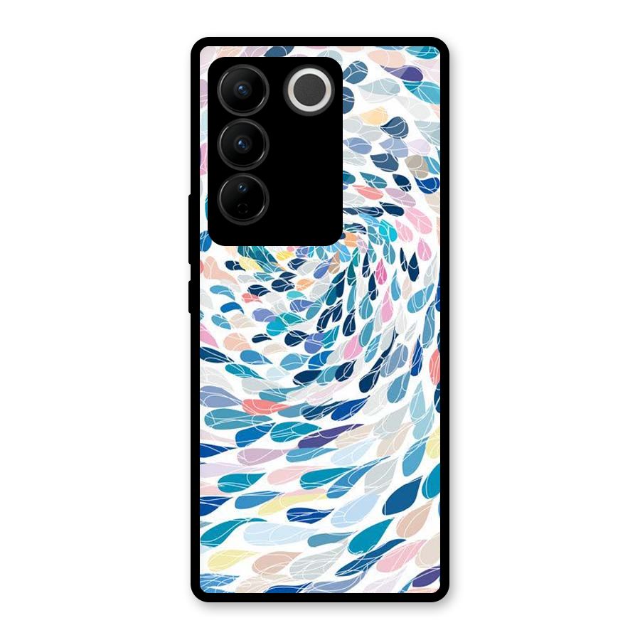 Color Droplets Swirls Glass Back Case for Vivo V27