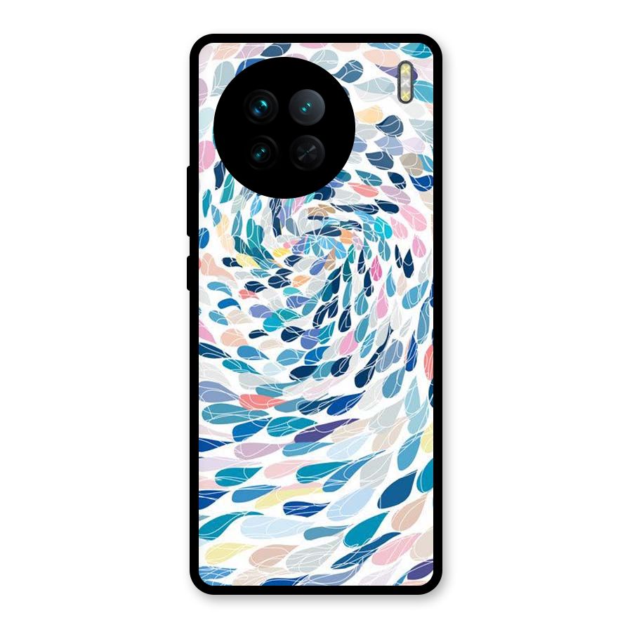Color Droplets Swirls Glass Back Case for Vivo X90