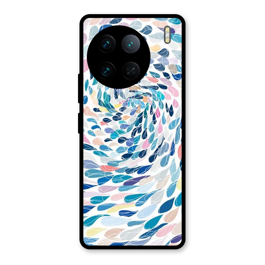 Color Droplets Swirls Glass Back Case for Vivo X90 Pro