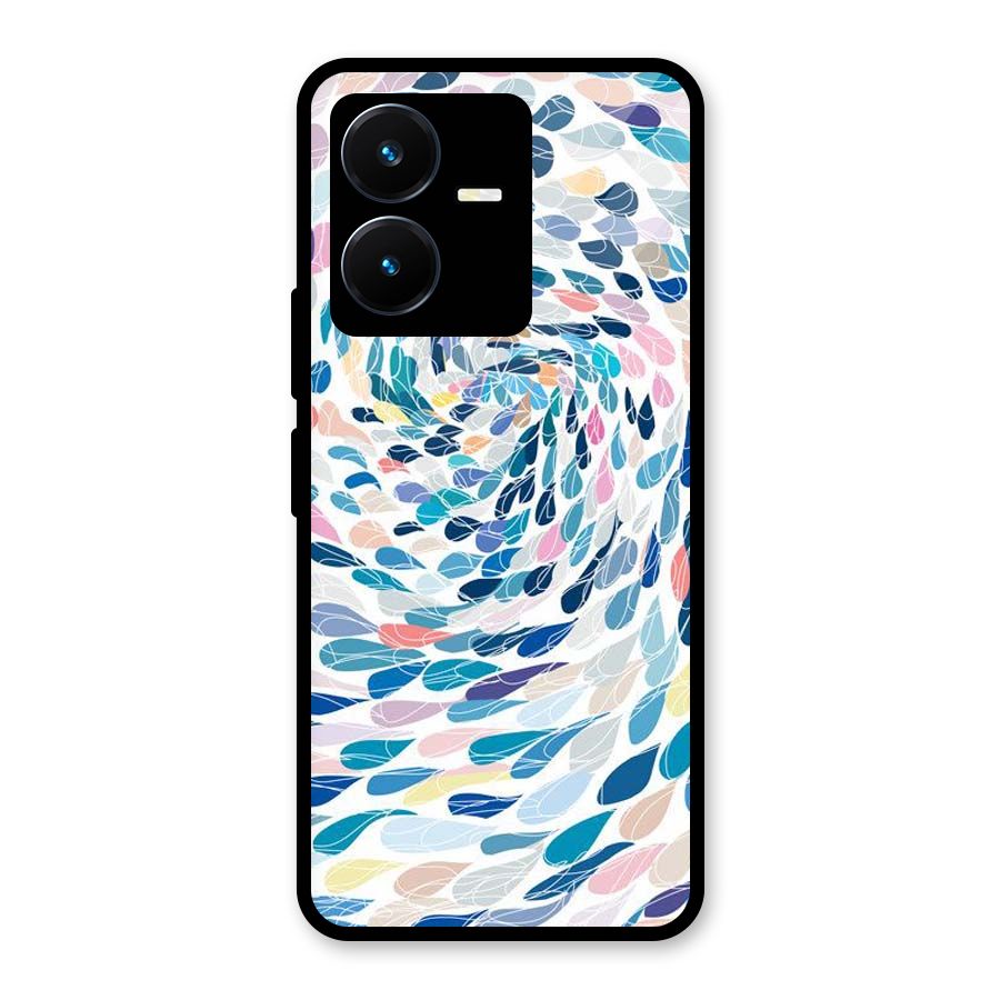 Color Droplets Swirls Glass Back Case for Vivo Y22s